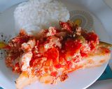 A picture of step 4 of Rice and yam scrambled egg sauce.