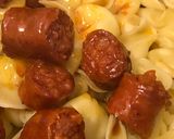 Foto del paso 4 de la receta: Pasta de paquetitos de champiñón y trufa, con txistorra a la sidra