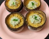 A picture of step 4 of Coconut shell Idli.