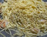 A picture of step 6 of Lemon Tagliolini with Shrimp and Crushed Pistachios.