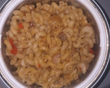 A picture of step 6 of Jollof twist macaroni with liver.