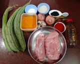 A picture of step 1 of Jhinge Chicken Posto (Chicken with Ridge gourd and poppy seeds).