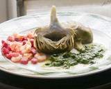 Foto del paso 5 de la receta: Alcachofas con jamón y gambas