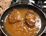 A picture of step 7 of Greek braised pork with beer, mustard and orange sauce.