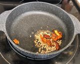 A picture of step 1 of Avarakkai curry (flat beans).