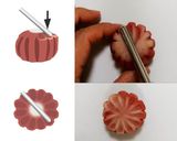 A picture of step 12 of Nerikiri Wagashi: "Kiku" (Chrysanthemum).