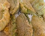 A picture of step 7 of Cabbage Schnitzel (with mushroom gravy).