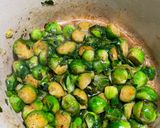 A picture of step 2 of Apple juice braised Brussels sprouts with bacon.