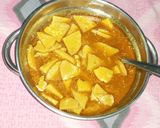 A picture of step 4 of Calocasia / Musa paradisica/ Banda Arbi curry.
