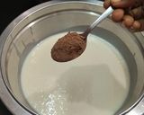 A picture of step 4 of Eggless zebra cake.