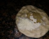 A picture of step 4 of Boti paratha roll.