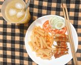 Hình bước làm 5 của món Nui sốt cà chua ăn kèm thịt lợn chiên giòn 😜