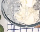 A picture of step 3 of Raw Mango cheese cake...No bake.