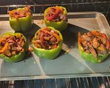 A picture of step 5 of Chicken Fajita Stuffed Peppers.