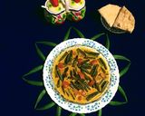 A picture of step 10 of Dahi Bhindi.