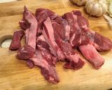 A picture of step 4 of Plov with lamb meat - my version from memory.