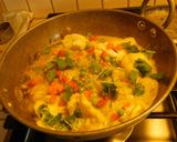 A picture of step 5 of Vegetable Medley. Kerala style coconut masala curry.