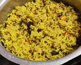 A picture of step 5 of Maharashtrian style masala bhaat.