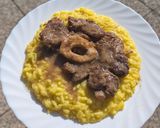 A picture of step 11 of Risotto alla Milanese with Ossobuco.