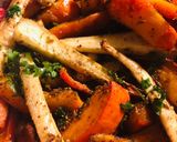 A picture of step 6 of Roasted vegetables: the za’atar mix - vegan.