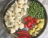 A picture of step 1 of Aloo Gobi Matar.