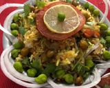 A picture of step 7 of Raw Green Chana biryani.