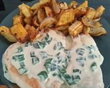 Foto del paso 3 de la receta: Pollo al verdeo con papas