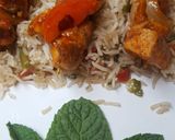 A picture of step 6 of Peri peri skrewers with fried rice.