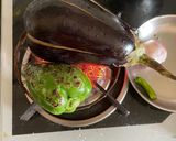 A picture of step 1 of Eggplant salsa.