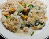 Foto do passo 8 de Peixe gratinado com camarão e mexilhão