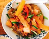Hình bước làm 4 của món Canh sườn non, tôm khô nấu cải thảo và bắp cải, cà rốt.Thịt kho củ cải trắng với nước dừa