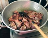 A picture of step 3 of Whosaynas Gravy to serve with rice fried steak and veggies.