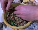 A picture of step 4 of Christmas leftovers pie.