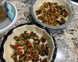 A picture of step 3 of Veggie quiche (makes 2).