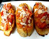 A picture of step 6 of My Garlic Tomato + Mascarpone Brushetta on Garlic Bread Toasted❤.