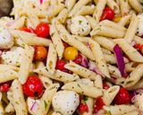 A picture of step 5 of Mozzarella and Tomato Penne Lemon Salad.