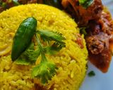 A picture of step 6 of Basanti Pulao.
