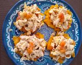 A picture of step 9 of Patacones with Shredded Chicken and Hogao.