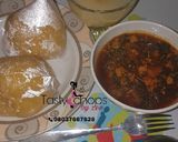 A picture of step 7 of Eba and egusi soup.