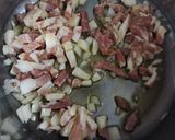 Foto del passaggio 1 della ricetta Pasta con zucchine piselli e pancetta