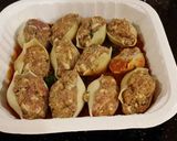 A picture of step 8 of Italian Style Meat Stuffed Shells.