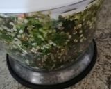 A picture of step 2 of Rajasthani Green chilli kutta.