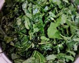 A picture of step 1 of Besan Bathua Leaves Sabzi.