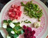 A picture of step 2 of Satrangi layered veg Biryani.