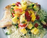 A picture of step 7 of Tilapia Fillet on Cilantro Rice Bed with Mango & Cucumber Pico de Gallo.