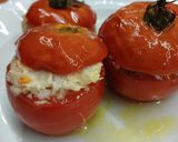Tonhalas, sajtos rizzsel töltött paradicsom recept fázis 8 fotója