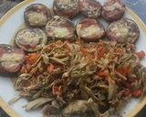 Foto del paso 6 de la receta: Pollo esmechado full vegetales acompañado con tapas de berenjena
