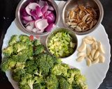 A picture of step 1 of Broccoli Almond soup.