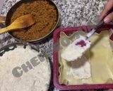 A picture of step 6 of Mutton Lasagna on stove.