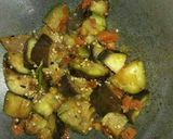 A picture of step 6 of Brinjal matar kheema.